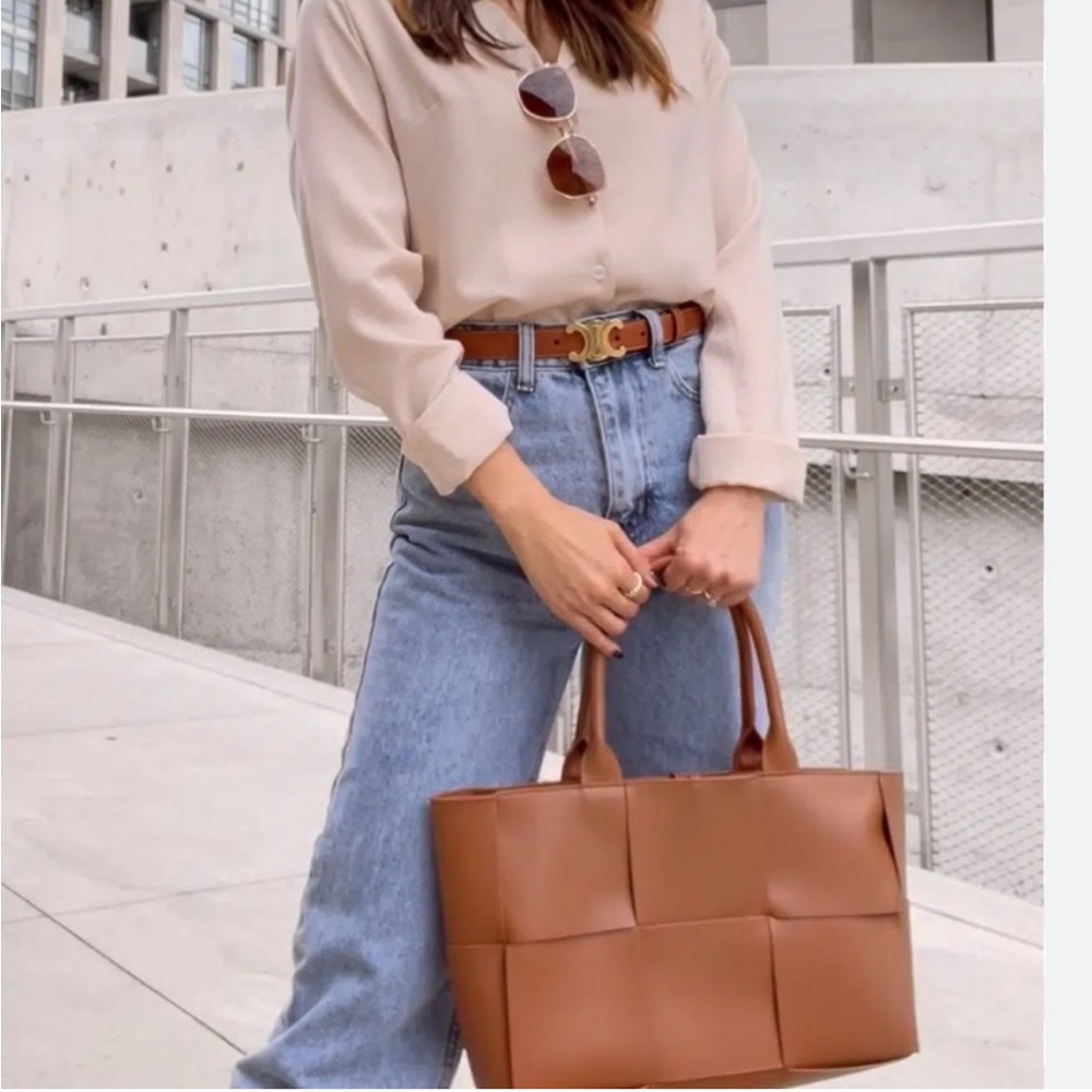 Celine leather Belt Tan Brown - Logo Triomphe